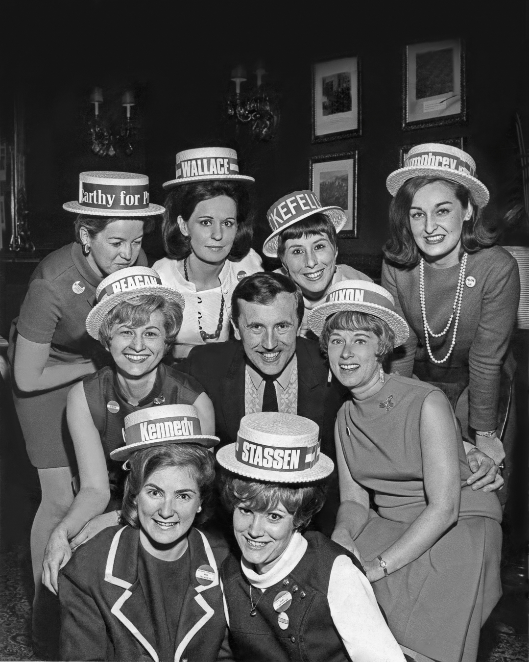 We think this is from the 1968 Presidential Election, however we don't know who everyone else is or what is going on.